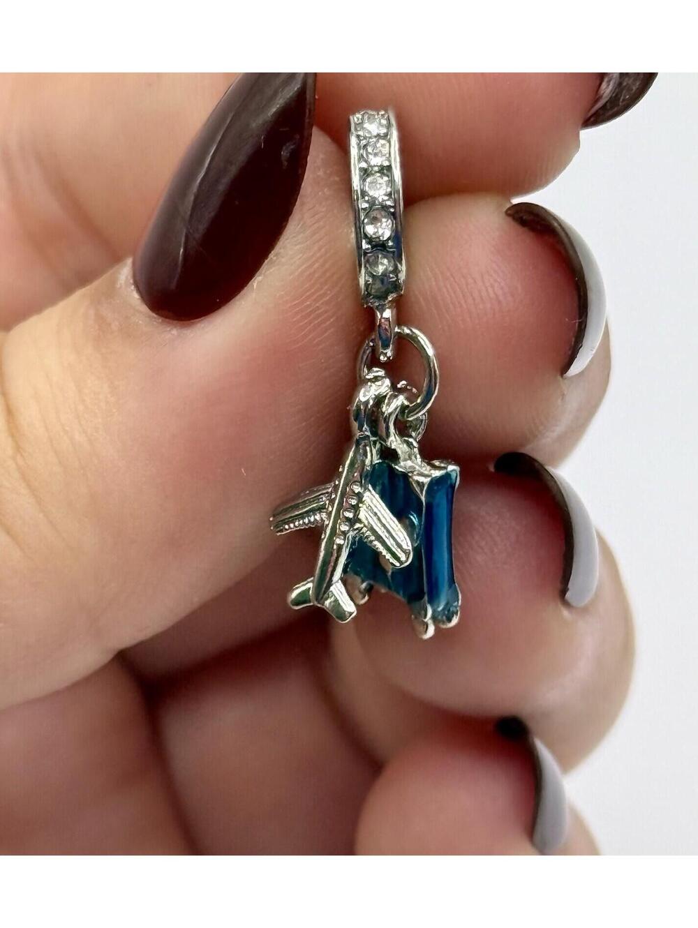 Silver Plane and Suitcase Charm, Bracelet And Necklace Charm, Travel